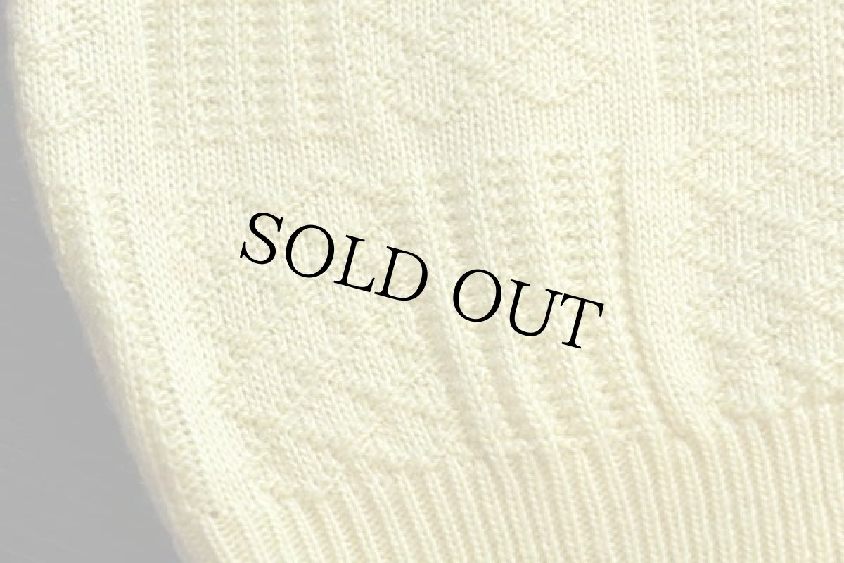 画像5: 80s イタリア製 UNKNOWN 編み柄 アクリルニット ポロシャツ 黄色 52/54 (5)