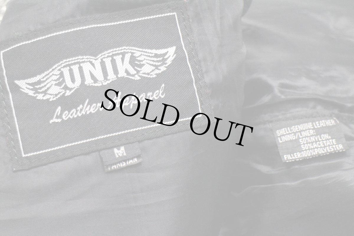 画像5: 90s UNIK スカル刺繍 レザーベスト 黒 M (5)