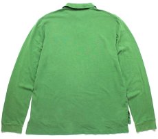 画像2: 90s ポロ ラルフローレン ワンポイント コットン 鹿の子 長袖ポロシャツ 緑 L (2)
