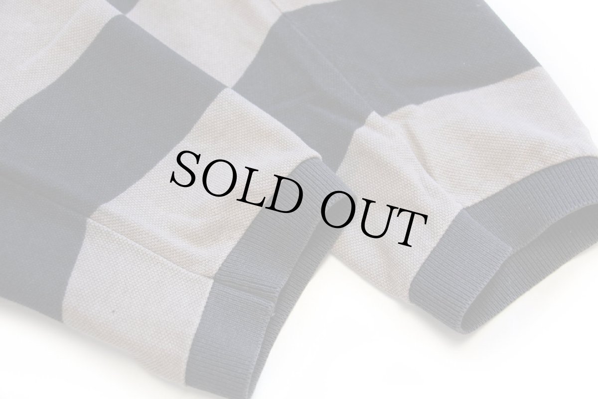 画像6: 90s イタリア製 Levi'sリーバイス 太ボーダー コットン 鹿の子 長袖ポロシャツ 薄黒×グレーベージュ XL★ユーロ (6)