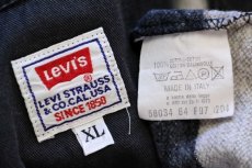 画像4: 90s イタリア製 Levi'sリーバイス 太ボーダー コットン 鹿の子 長袖ポロシャツ 薄黒×グレーベージュ XL★ユーロ (4)