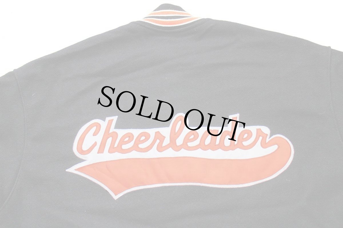 画像4: 90s USA製 HOLLOWAY Cheerleader パッチ付き メルトン ウール スタジャン ブラック M (4)