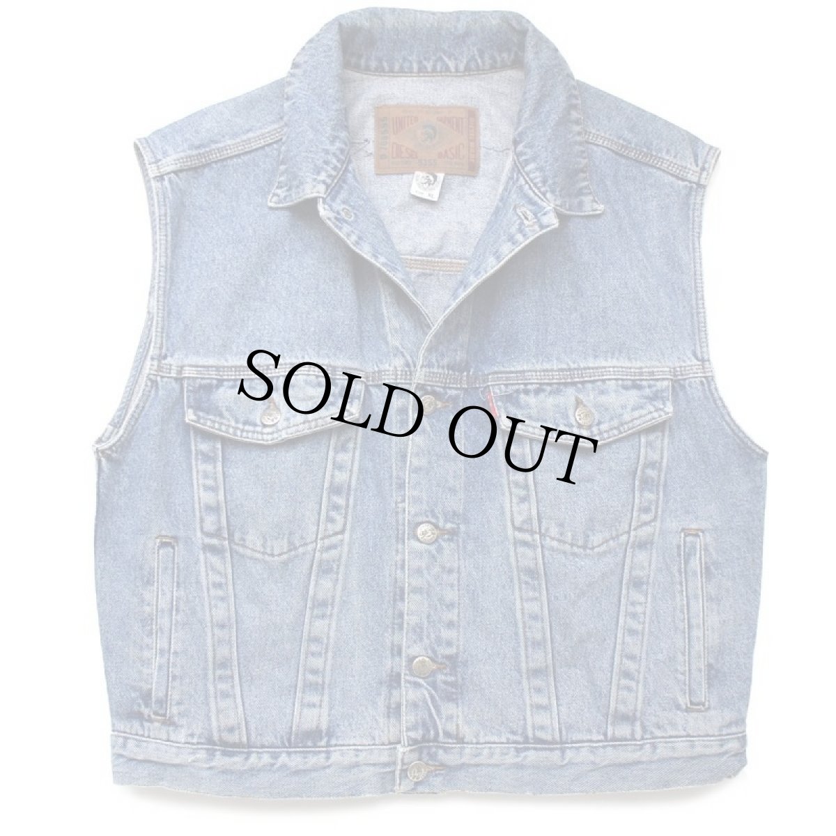 画像2: イタリア製 Dieselディーゼル デニムベスト 4ポケット カスタム XL (2)