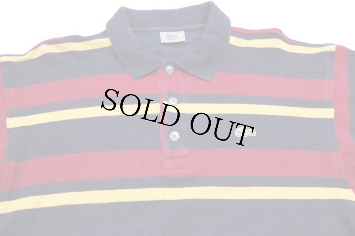 画像3: 80s LACOSTEラコステ マルチボーダー コットン 鹿の子 スウェット ポロシャツ 4 (3)