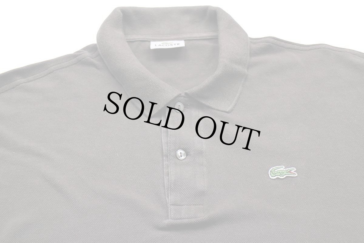 画像3: 90s LACOSTEラコステ ワンポイント コットン 鹿の子 長袖ポロシャツ 焦げ茶 6★83 (3)