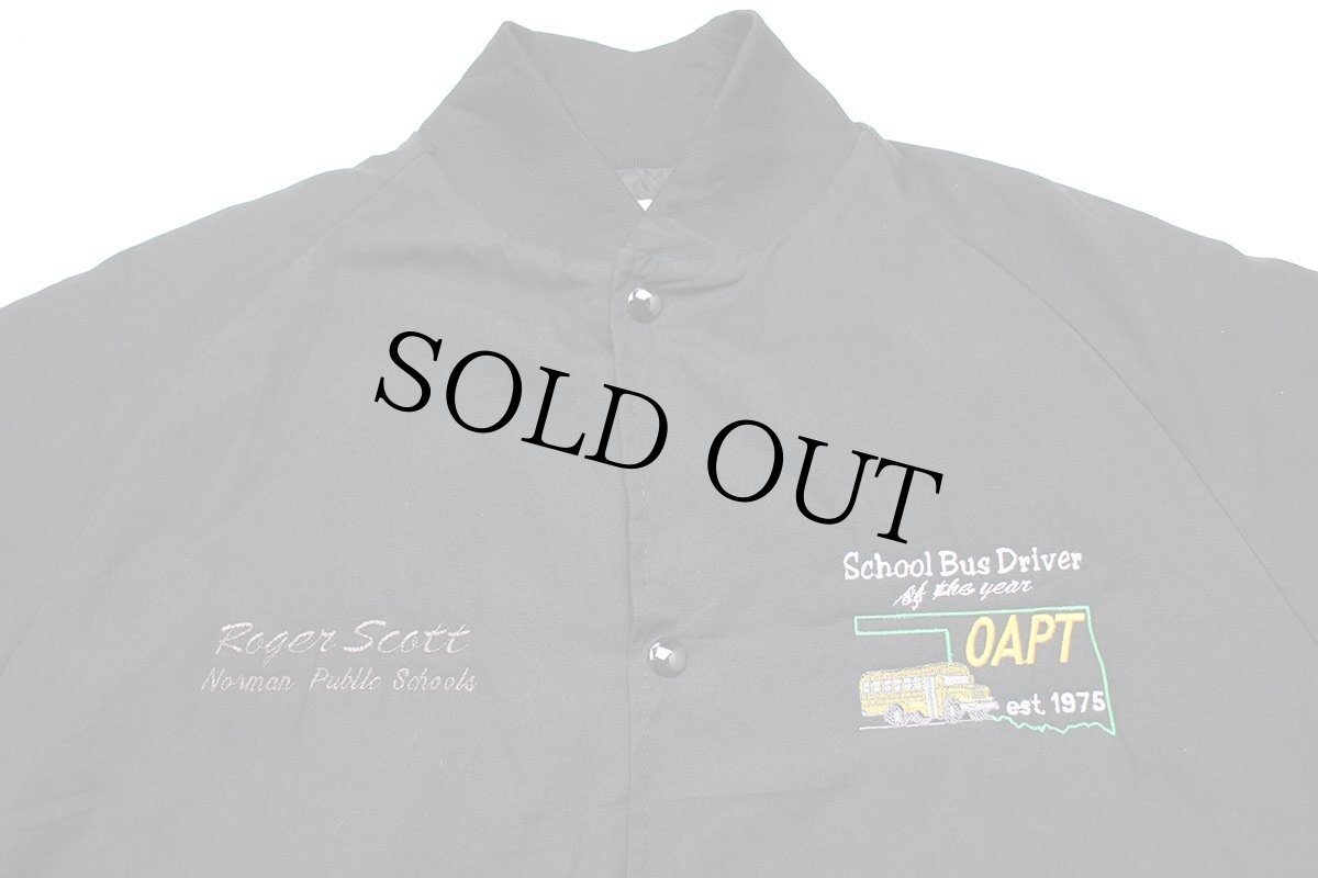 画像3: 90s USA製 School Bus Driver OAPT スクールバス 刺繍 キルティングライナー ジャケット 黒 L (3)