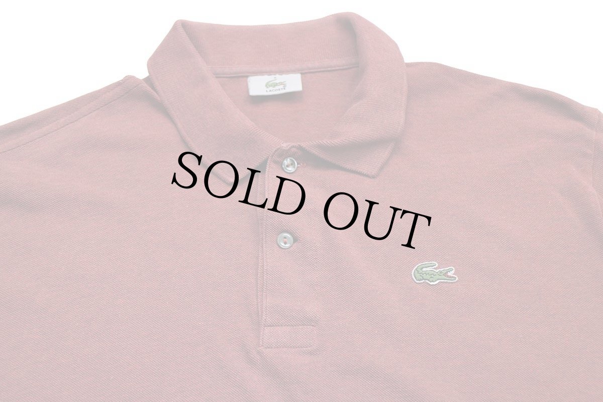 画像3: 00s LACOSTEラコステ ワンポイント コットン 鹿の子 長袖ポロシャツ 杢ワインレッド 6★79 (3)