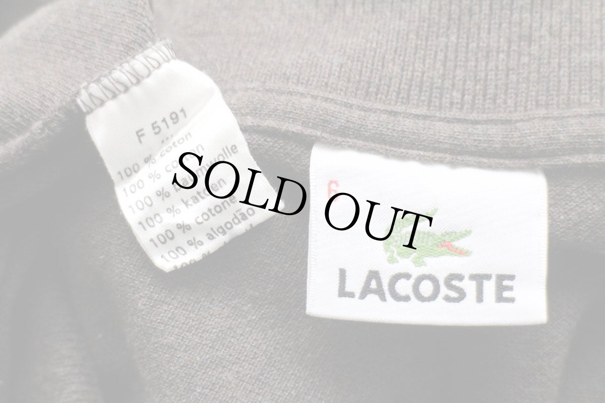 画像4: 90s LACOSTEラコステ ワンポイント コットン 鹿の子 長袖ポロシャツ 杢ブラウン 6★84 (4)