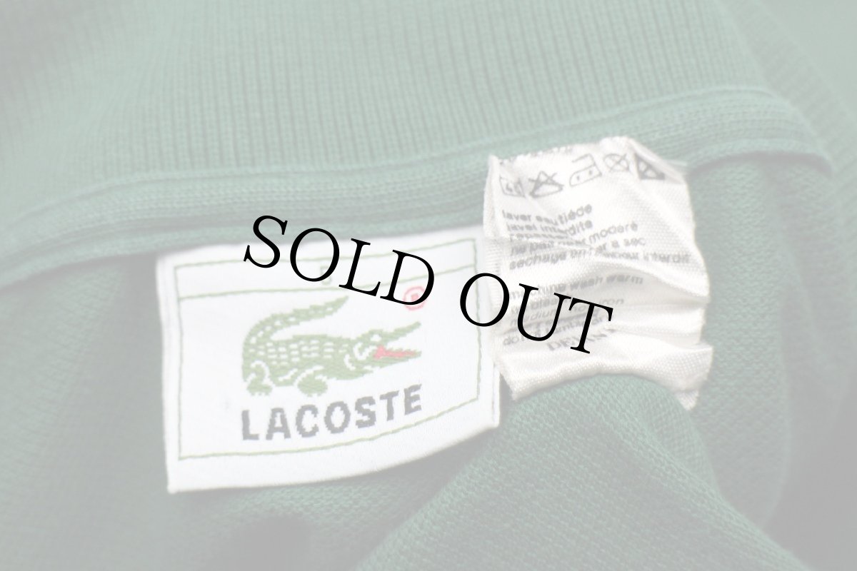 画像4: 80s LACOSTEラコステ ワンポイント コットン 鹿の子 長袖ポロシャツ 緑 5★74 (4)