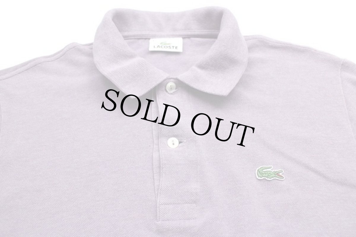 画像3: 90s LACOSTEラコステ ワンポイント コットン 鹿の子 長袖ポロシャツ 杢ラベンダー 4★86 (3)