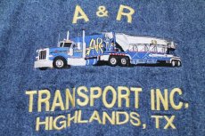 画像4: 90s A&R TRANSPORT コンボイ トラック 刺繍 ツートン コットン×デニムスタジャン XL (4)