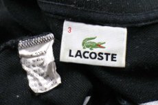 画像4: 90s LACOSTEラコステ 太ボーダー コットン 鹿の子 長袖ポロシャツ 黒×グレー 3 (4)