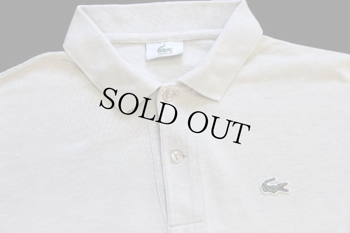 画像3: 00s LACOSTEラコステ ワンポイント コットン 鹿の子 長袖ポロシャツ 杢ライトグリーングレー 4★97 (3)
