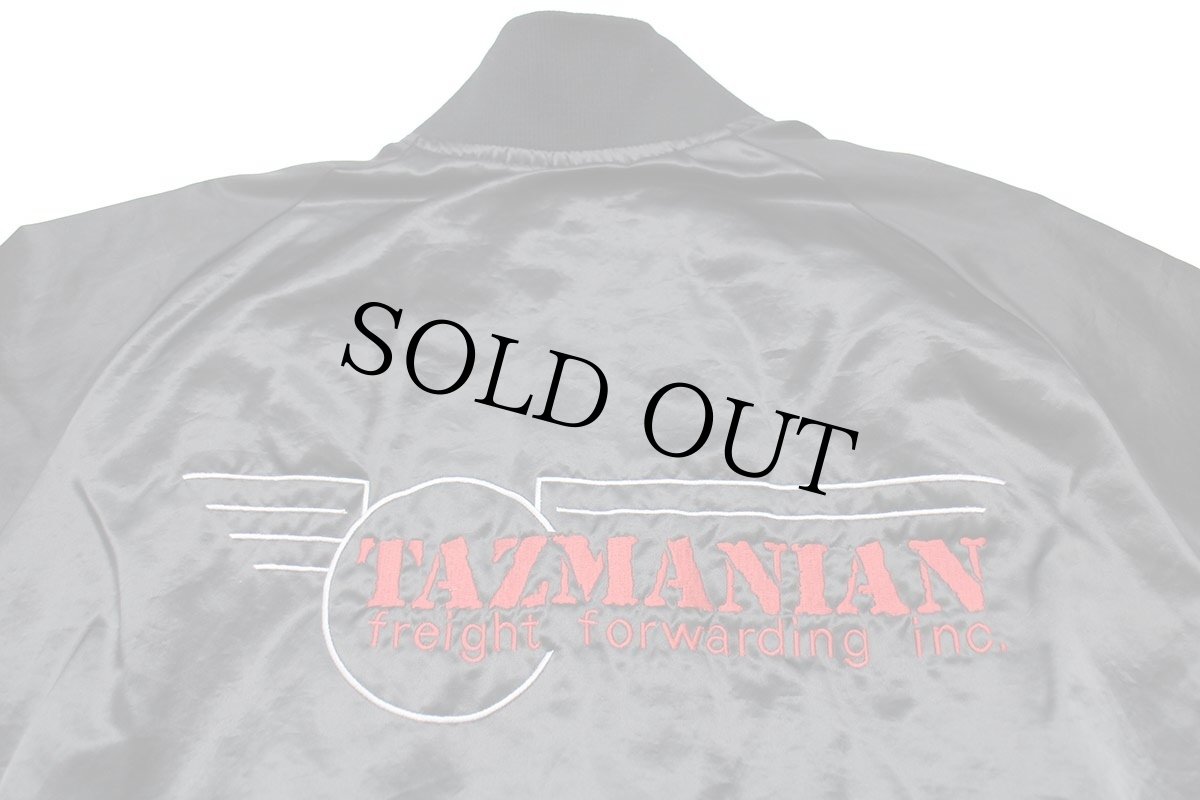 画像4: 90s USA製 TAZMANIAN freight forwarding inc. 刺繍 ナイロンジャケット 黒 L (4)