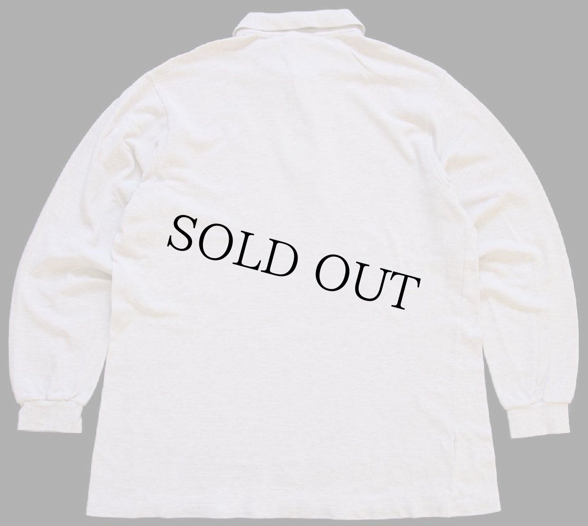 画像2: 80s LACOSTEラコステ ワンポイント コットン 鹿の子 長袖ポロシャツ 杢ベージュ 6★95 (2)