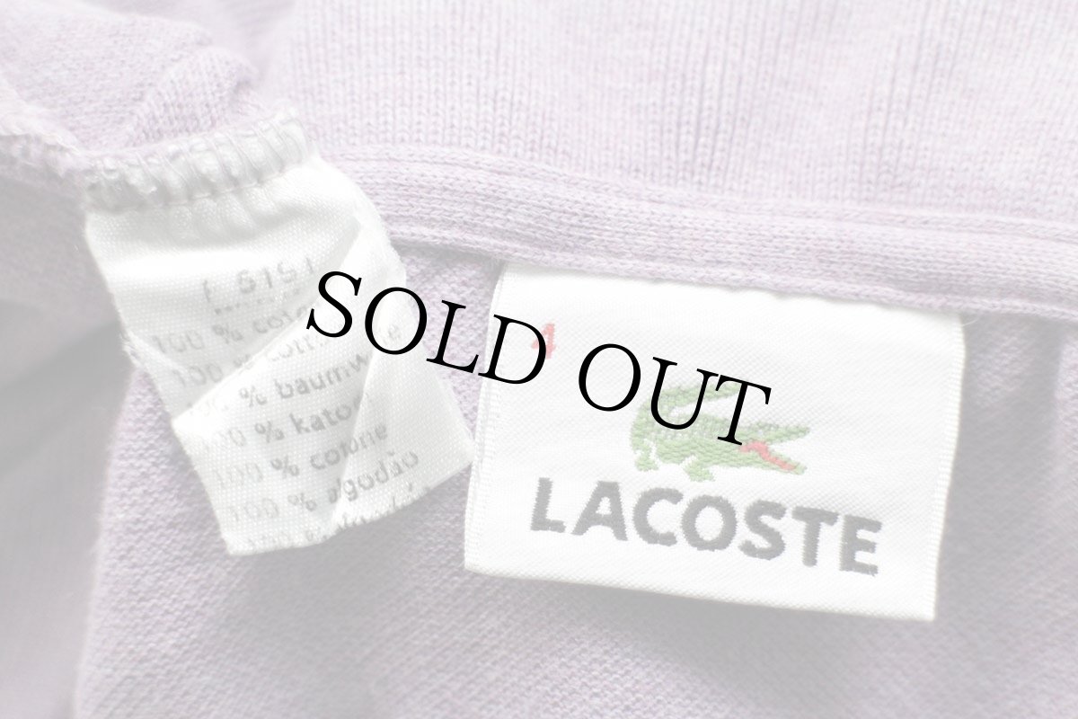 画像4: 90s LACOSTEラコステ ワンポイント コットン 鹿の子 長袖ポロシャツ 杢ラベンダー 4★86 (4)