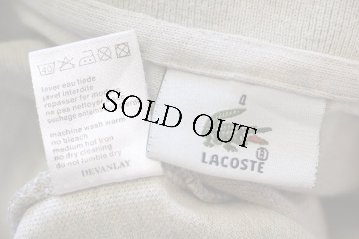 画像4: 00s LACOSTEラコステ ワンポイント コットン 鹿の子 長袖ポロシャツ 杢ライトグリーングレー 4★97 (4)