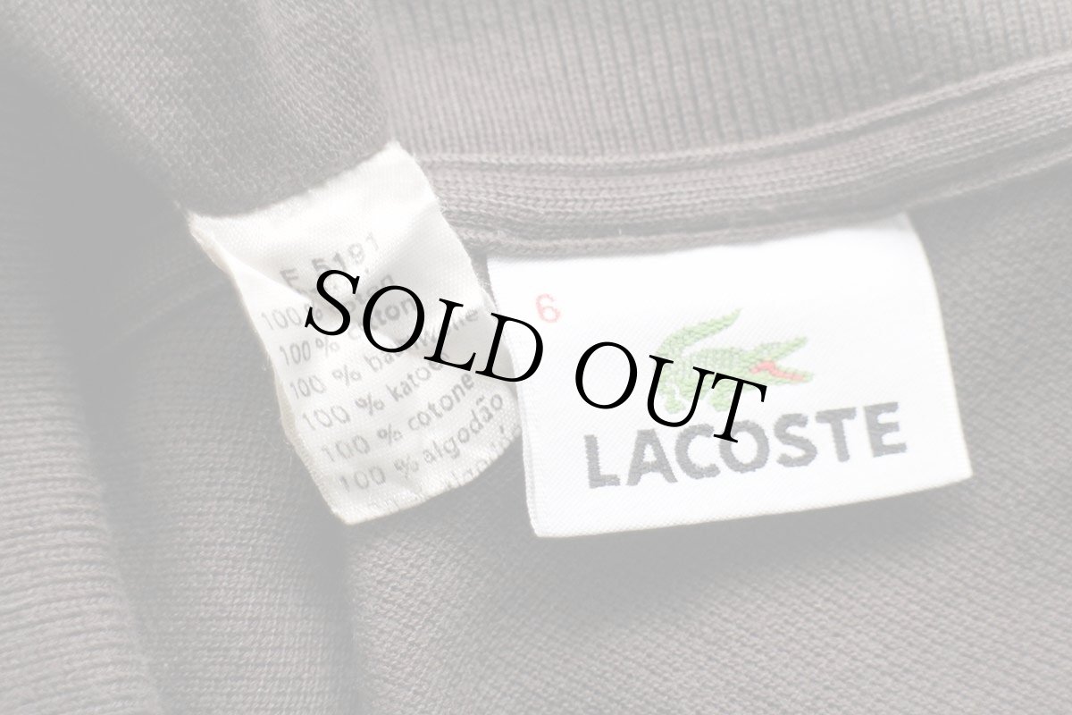 画像4: 90s LACOSTEラコステ ワンポイント コットン 鹿の子 長袖ポロシャツ 焦げ茶 6★83 (4)