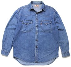 画像1: 90s Levi'sリーバイス デニム ウエスタンシャツ L★ユーロ (1)