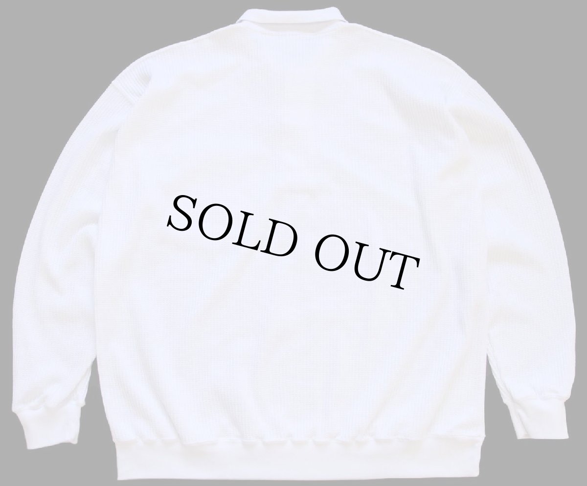 画像2: 90s STJOHN'SBAY 無地 ワッフル 長袖ポロシャツ 白 XL (2)