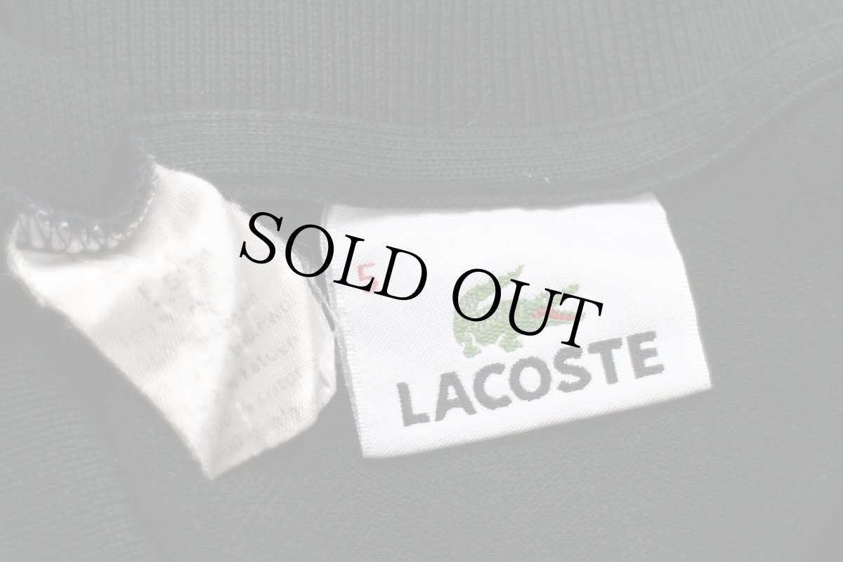 画像4: 90s LACOSTEラコステ ワンポイント コットン 鹿の子 長袖ポロシャツ 黒 5★77 (4)