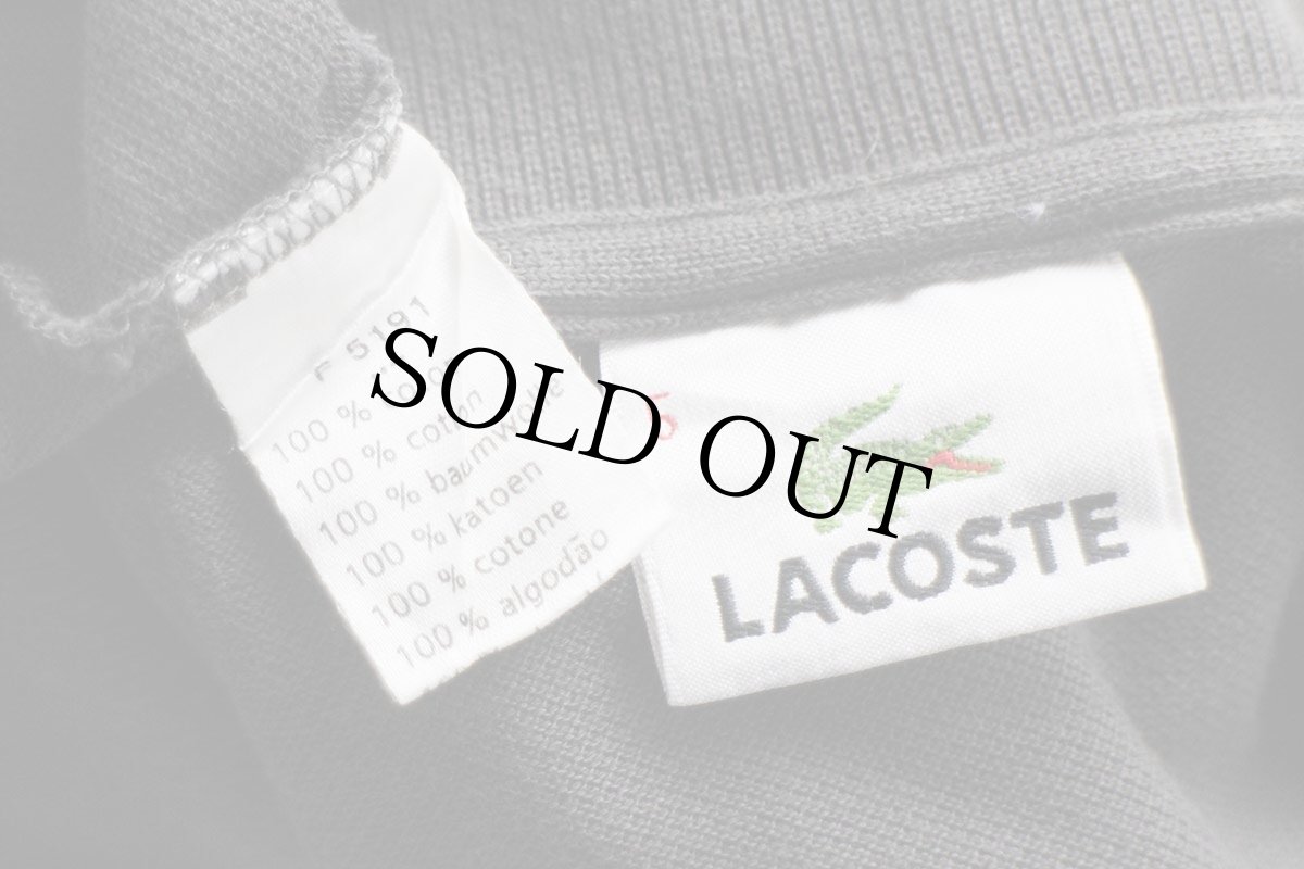 画像4: 90s LACOSTEラコステ ワンポイント コットン 鹿の子 長袖ポロシャツ チャコールグレー 5★85 (4)