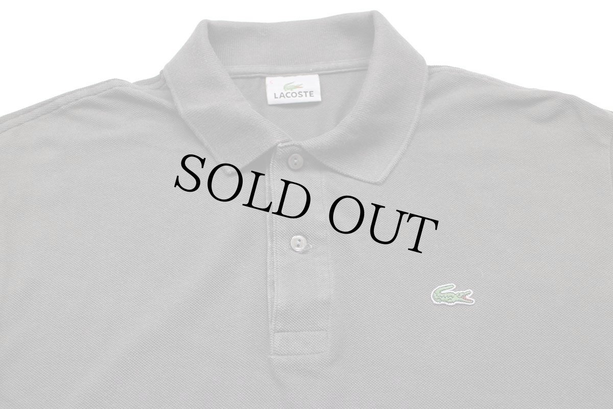 画像3: 90s LACOSTEラコステ ワンポイント コットン 鹿の子 長袖ポロシャツ チャコールグレー 5★85 (3)