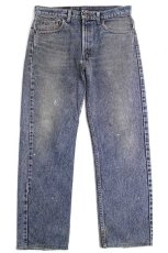 画像2: 90s USA製 Levi'sリーバイス 550 ペンキ飛び ケミカルウォッシュ カラーデニムパンツ 紺 w33★SDP2564 アシッド (2)