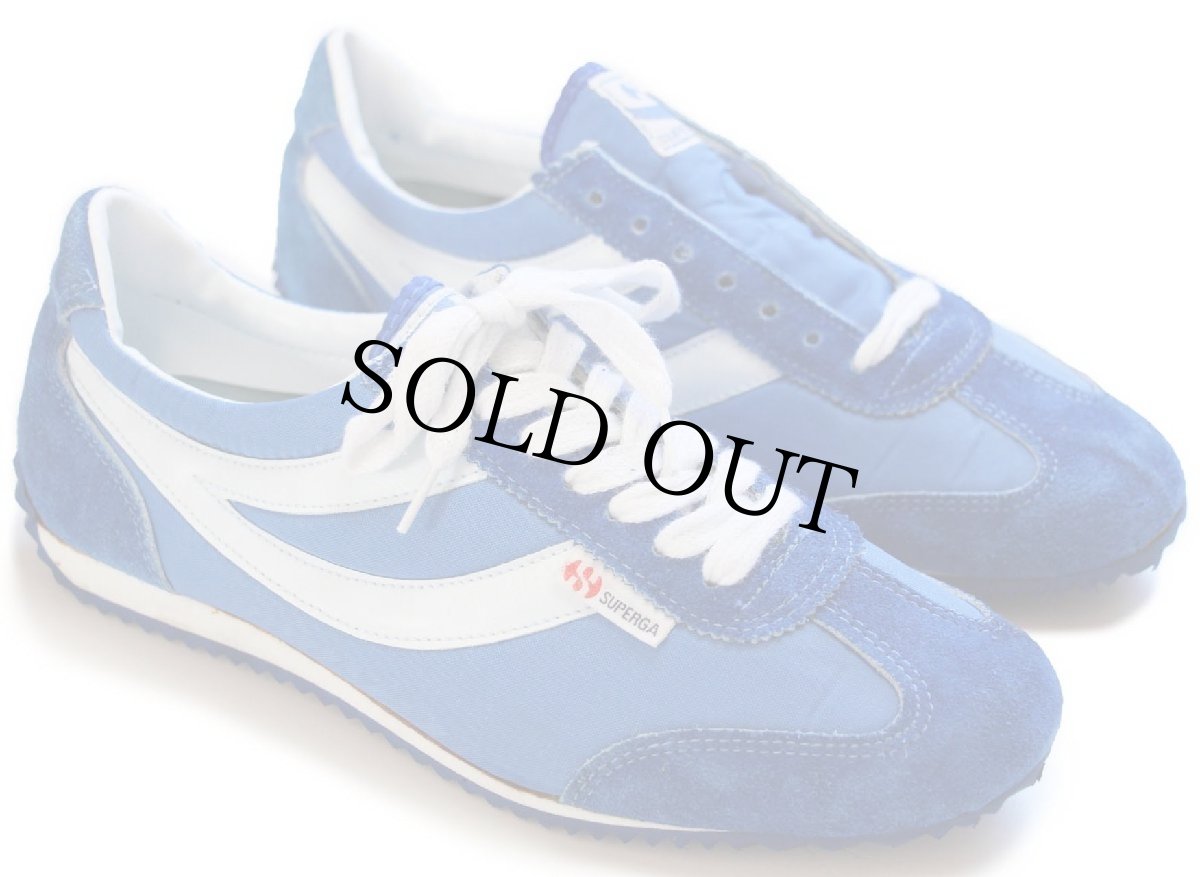 画像2: デッドストック★80s SUPERGAスペルガ ナイロン×スエード スニーカー 青×白 41 (2)