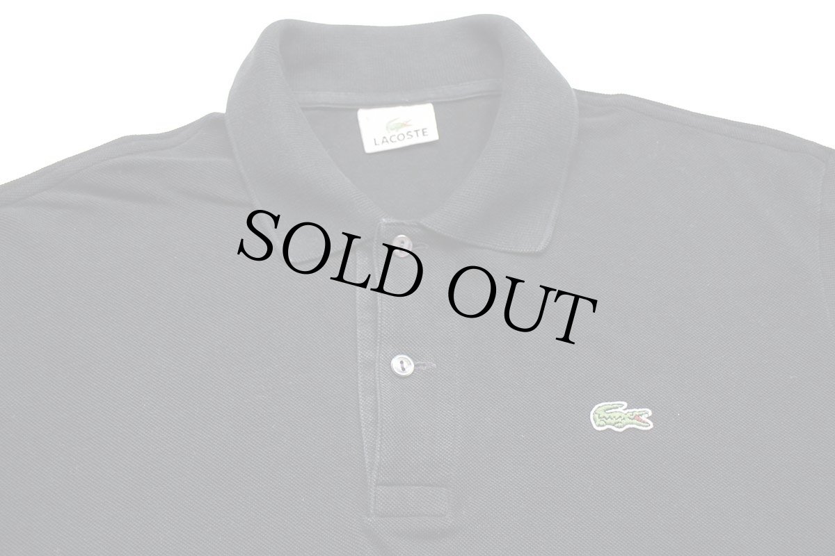 画像3: 90s LACOSTEラコステ ワンポイント コットン 鹿の子 長袖ポロシャツ 黒 5★77 (3)