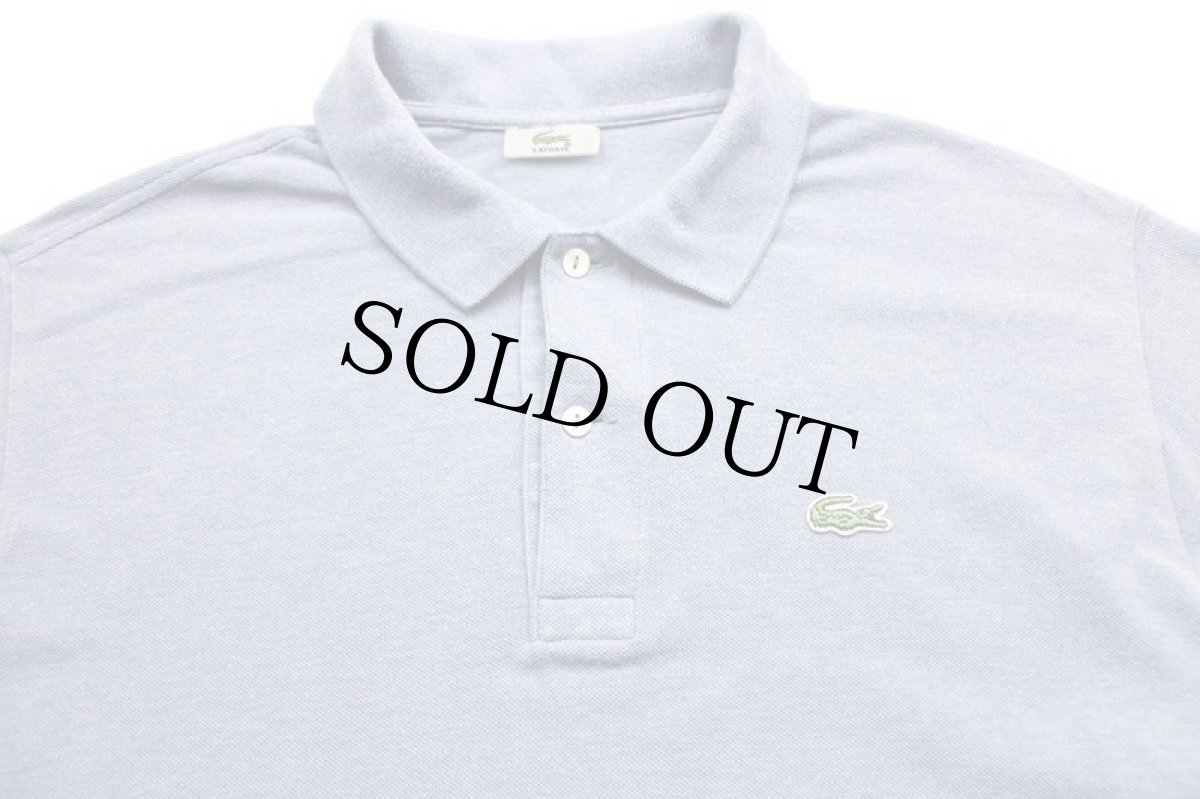 画像3: 00s LACOSTEラコステ ワンポイント コットン 鹿の子 長袖ポロシャツ 杢ライトブルー 7★90 (3)