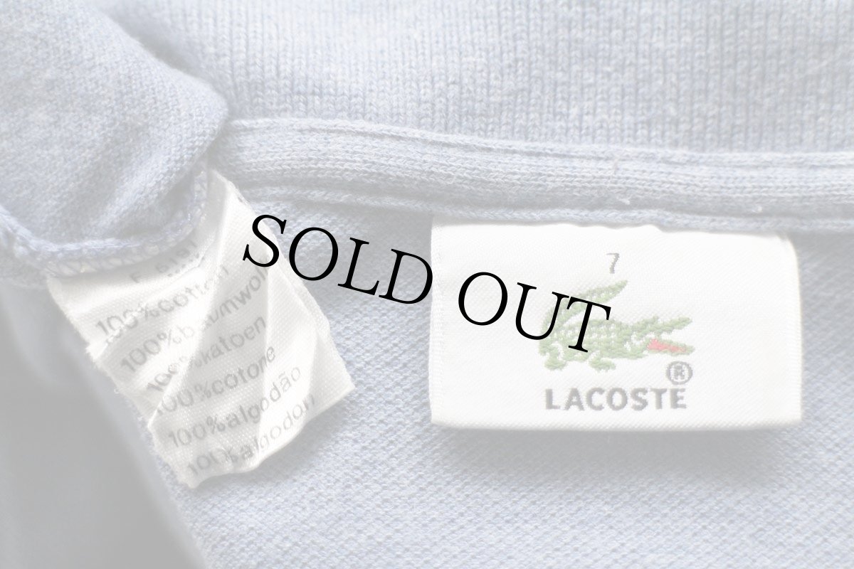 画像4: 00s LACOSTEラコステ ワンポイント コットン 鹿の子 長袖ポロシャツ 杢ライトブルー 7★90 (4)