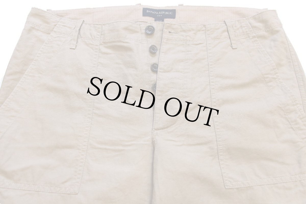 画像4: BANANA REPUBLICバナナリパブリック ベイカータイプ リネン×コットンパンツ 薄茶 35/32 (4)