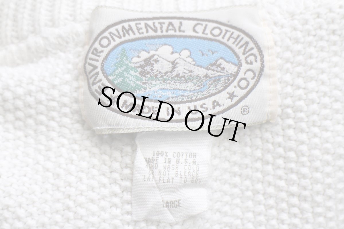 画像4: 80s USA製 ENVIRONMENTAL CLOTHING 無地 コットンニット セーター オフホワイト L (4)