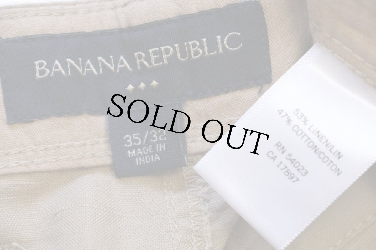 画像6: BANANA REPUBLICバナナリパブリック ベイカータイプ リネン×コットンパンツ 薄茶 35/32 (6)