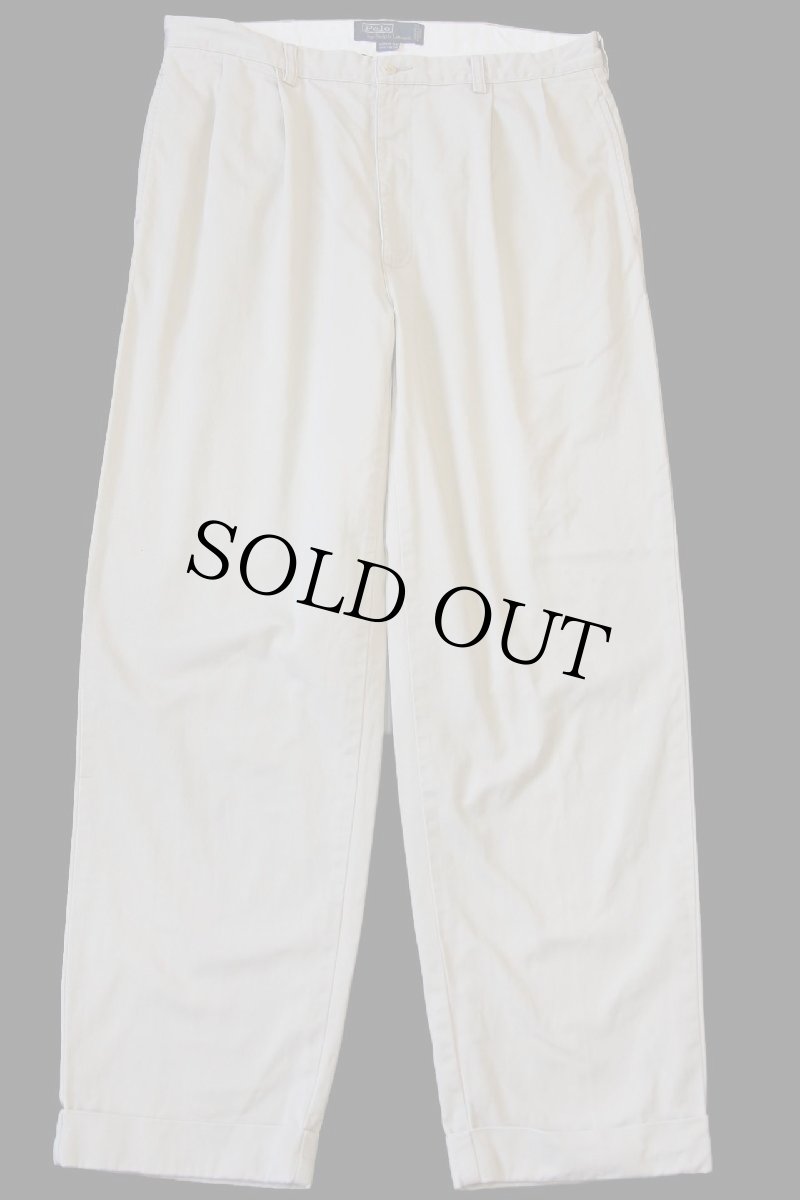 画像2: 90s メキシコ製 ポロ ラルフローレン HAMMOND PANT ツータック コットン チノパン ライトカーキ w35 L30★223 (2)