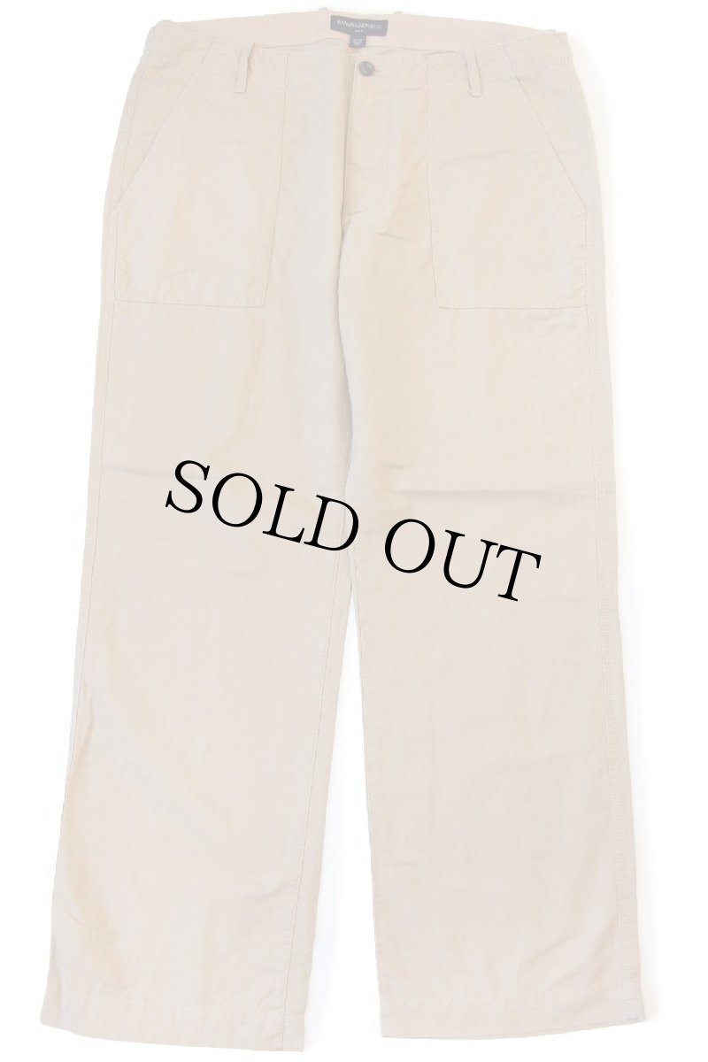 画像2: BANANA REPUBLICバナナリパブリック ベイカータイプ リネン×コットンパンツ 薄茶 35/32 (2)