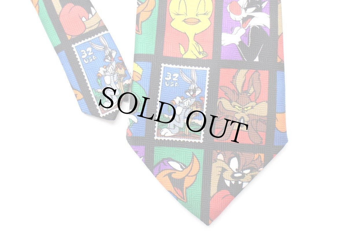 画像4: 90s USA製 WARNER BROS LOONEY TUNES Stamp Collection バッグスバニー ロードランナー キャラクター 切手柄 ネクタイ (4)