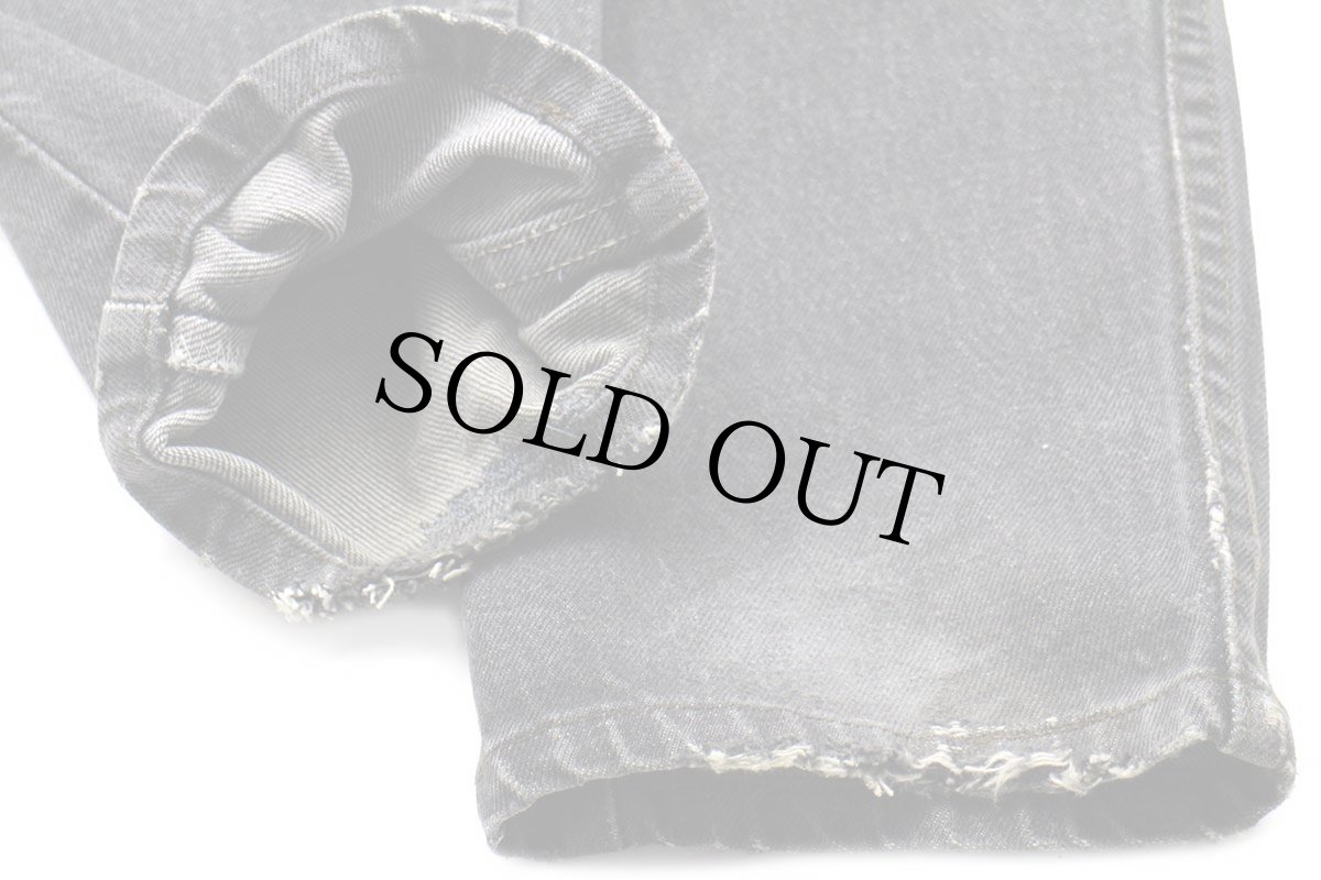 画像9: 80s USA製 Levi'sリーバイス 505 ダメージ 先染め ブラック デニムパンツ W28 L32★SDP2563 (9)