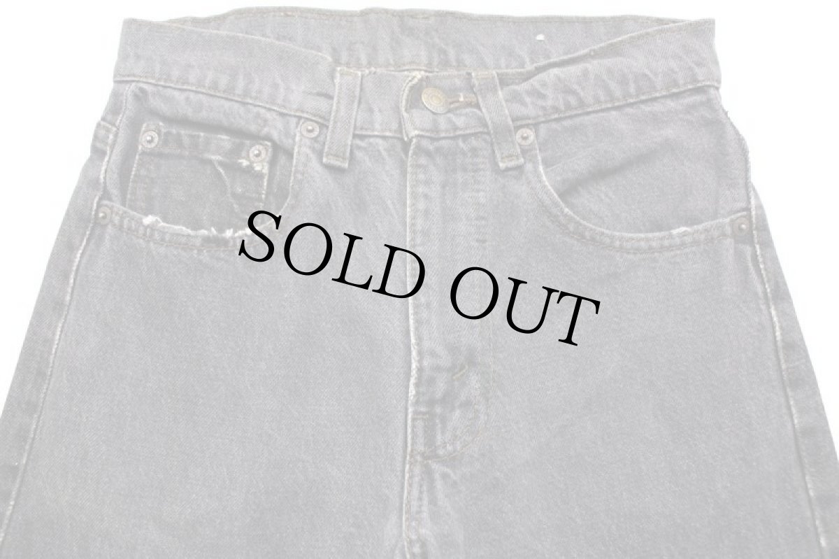 画像4: 80s USA製 Levi'sリーバイス 505 ダメージ 先染め ブラック デニムパンツ W28 L32★SDP2563 (4)