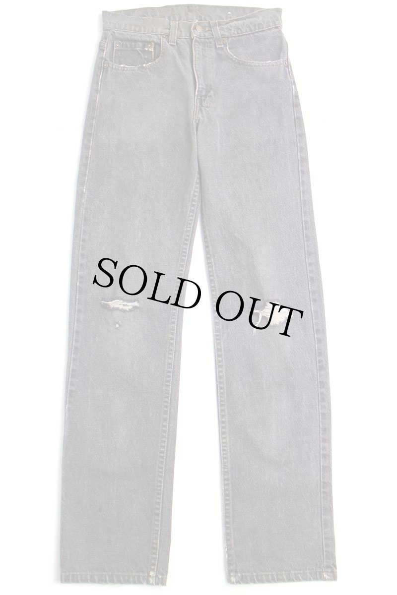 画像2: 80s USA製 Levi'sリーバイス 505 ダメージ 先染め ブラック デニムパンツ W28 L32★SDP2563 (2)