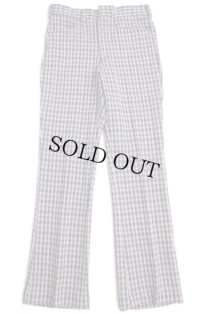 画像2: 70s Sears KINGS ROAD DOUBLE KNIT チェック フレア ポリエステルパンツ 32 L (2)