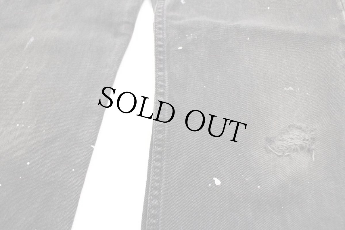 画像8: 00s USA製 Levi'sリーバイス 505 ペンキ飛び ダメージ ブラック デニムパンツ w34 L32★SDP2569 (8)