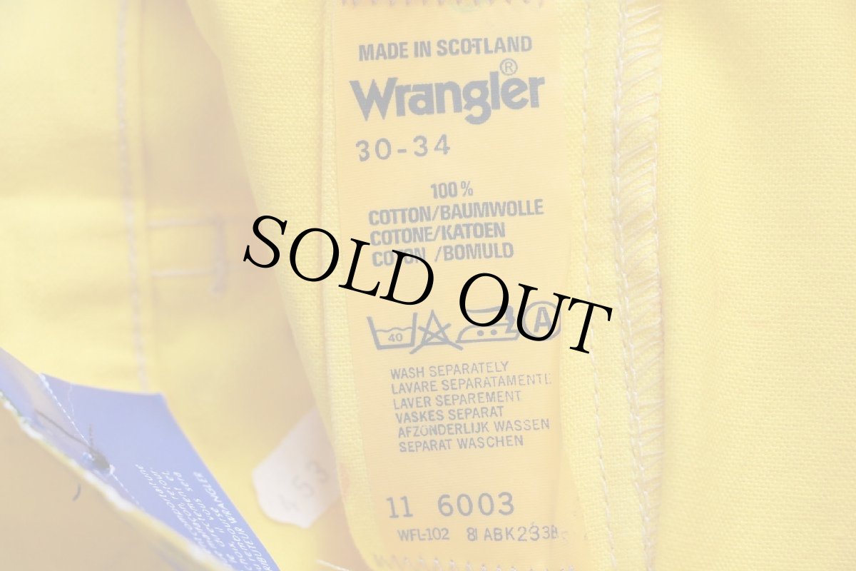 画像7: デッドストック★90s スコットランド製 Wranglerラングラー コットンパンツ 黄 w30 L34★ユーロ (7)