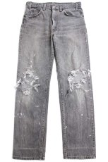画像2: 80s USA製 Levi'sリーバイス 509 先染め ブラック デニムパンツ ボロ フェード w33 L32★SDP2588 (2)