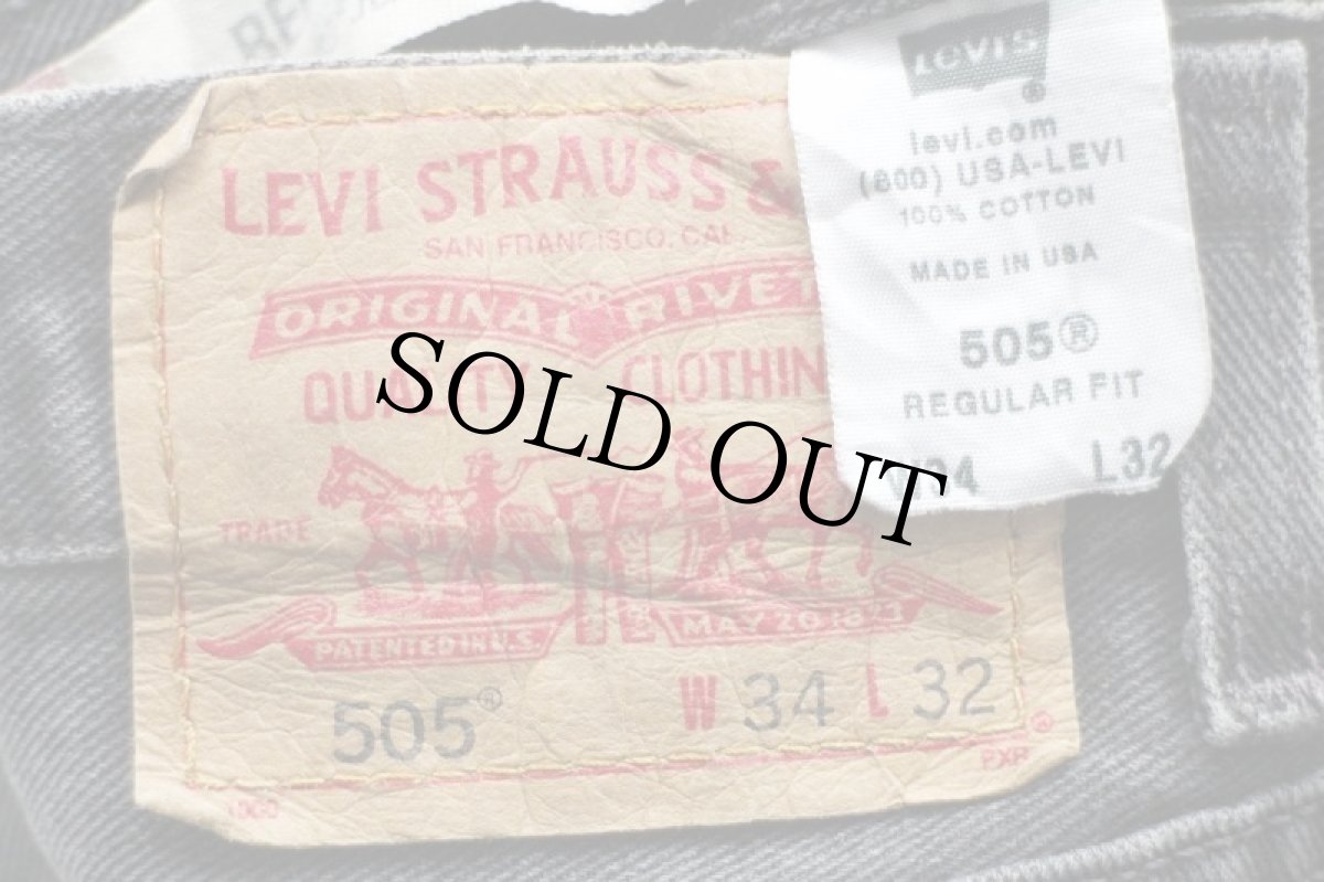 画像6: 00s USA製 Levi'sリーバイス 505 ペンキ飛び ダメージ ブラック デニムパンツ w34 L32★SDP2569 (6)