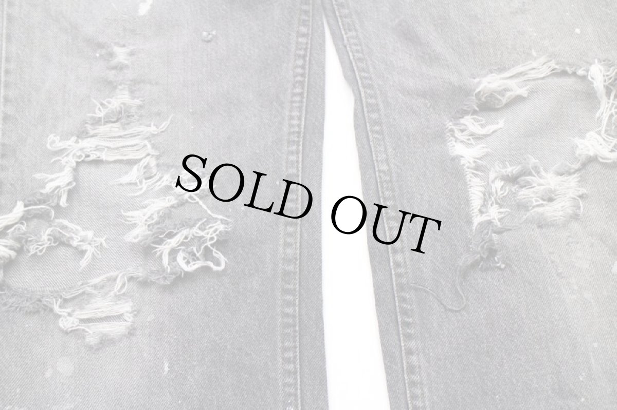 画像9: 80s USA製 Levi'sリーバイス 509 先染め ブラック デニムパンツ ボロ フェード W33 L32★SDP2588 (9)