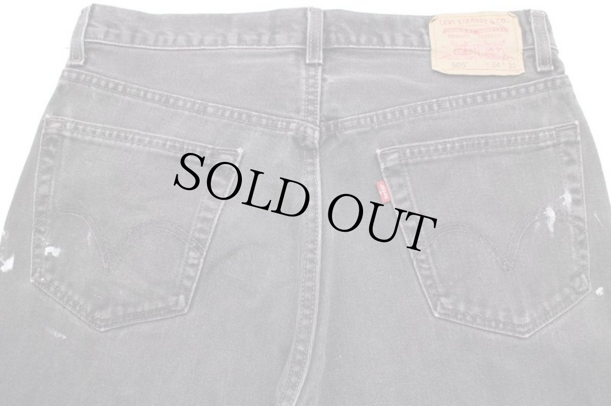 画像5: 00s USA製 Levi'sリーバイス 505 ペンキ飛び ダメージ ブラック デニムパンツ w34 L32★SDP2569 (5)