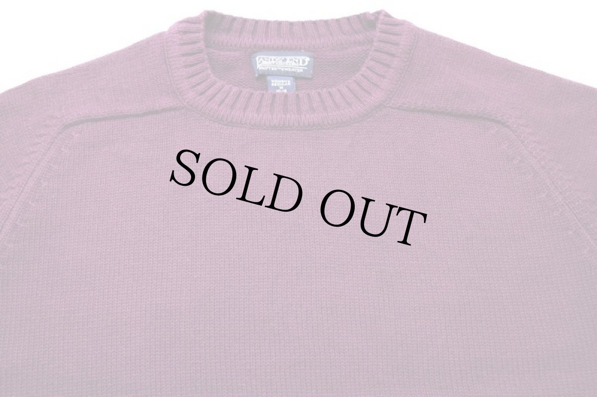 画像3: 90s USA製 LANDS'ENDランズエンド 無地 サドルショルダー コットンニット セーター パープル W-M (3)