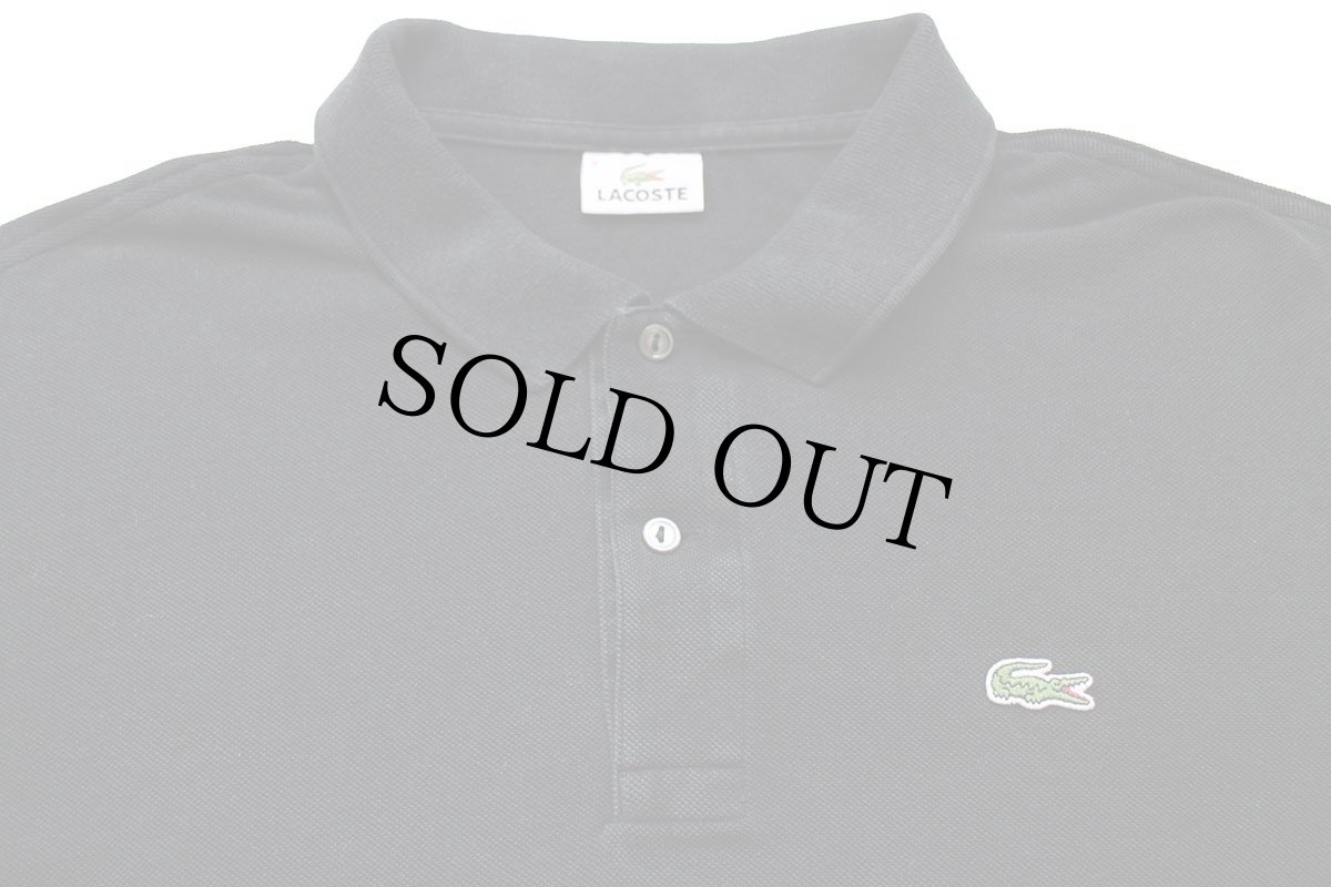 画像3: 00s LACOSTEラコステ ワンポイント コットン 鹿の子 長袖ポロシャツ 黒 8★107 特大 (3)